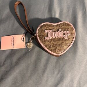 Juicy Couture Heart-Shaped Wristlet - Brown and Pink